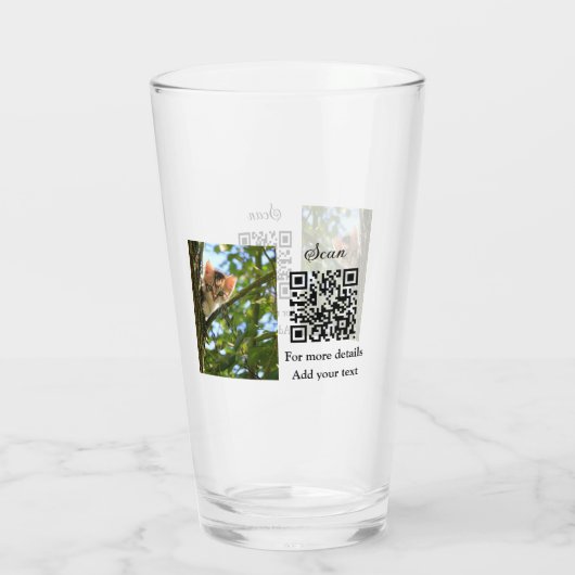 Enkel dier name details QR code add text foto Glas (Achterkant)