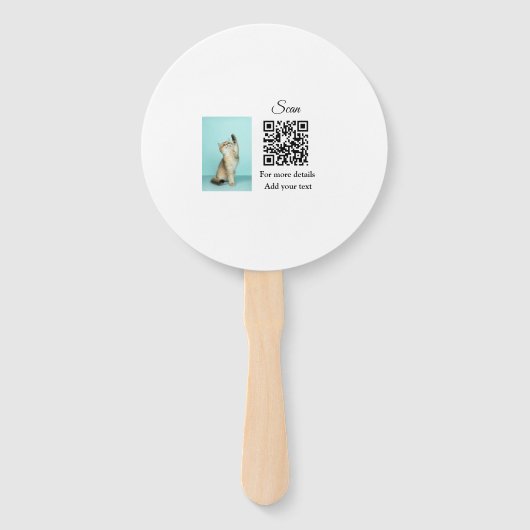 Enkel dier name details QR code add text foto Handwaaier (Achterkant)