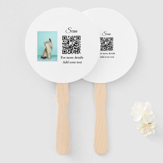 Enkel dier name details QR code add text foto Handwaaier (Voorkant en achterkant)