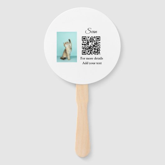 Enkel dier name details QR code add text foto Handwaaier (Voorkant)