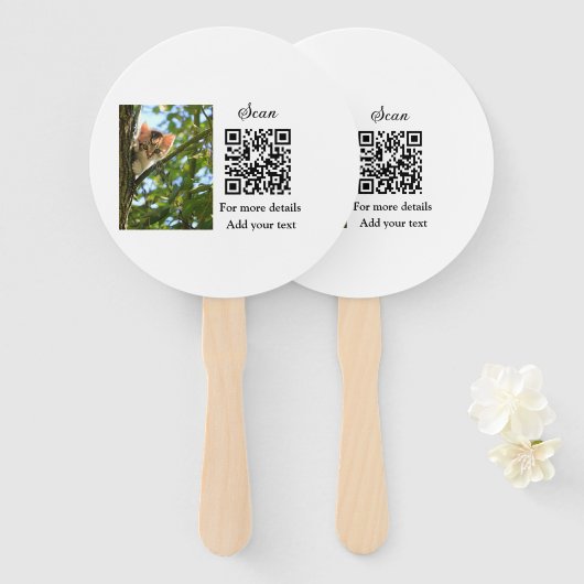 Enkel dier name details QR code add text foto Handwaaier (Voorkant en achterkant)