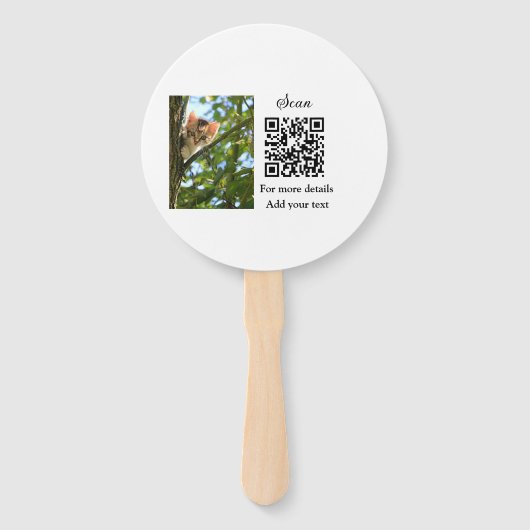 Enkel dier name details QR code add text foto Handwaaier (Voorkant)
