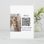 Enkel dier name details QR code add text foto Kaart (Staand voorkant)