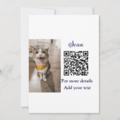 Enkel dier name details QR code add text foto Kaart (Achterkant)