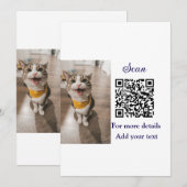 Enkel dier name details QR code add text foto Kaart (Voorkant / Achterkant)