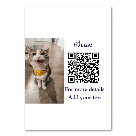 Enkel dier name details QR code add text foto Kaart (Voorkant)