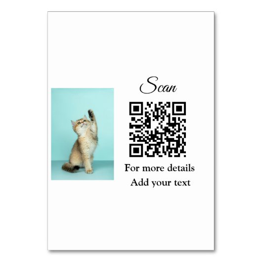 Enkel dier name details QR code add text foto Kaart (Voorkant)