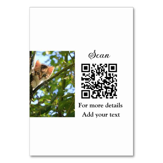 Enkel dier name details QR code add text foto Kaart (Voorkant)