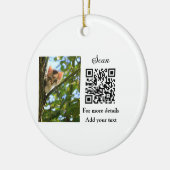 Enkel dier name details QR code add text foto Keramisch Ornament (Links)
