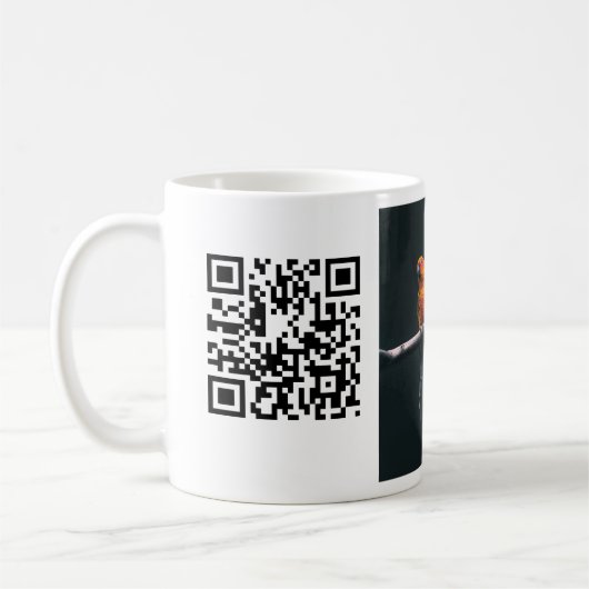 Enkel dier name details QR code add text foto Koffiemok (Links)