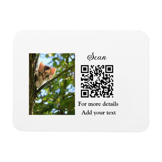 Enkel dier name details QR code add text foto Magneet (Horizontaal)
