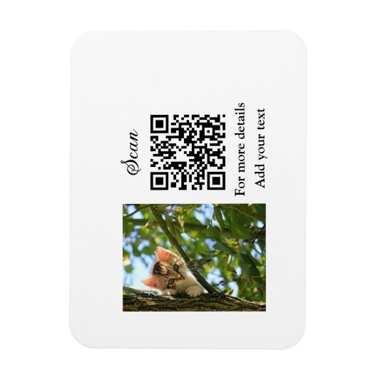 Enkel dier name details QR code add text foto Magneet (Verticaal)