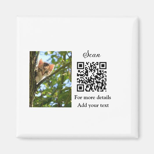 Enkel dier name details QR code add text foto Magneet (Voorkant)