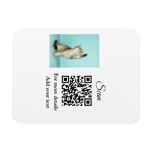 Enkel dier name details QR code add text foto Magneet (Horizontaal)