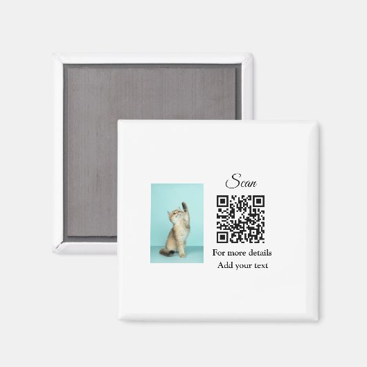 Enkel dier name details QR code add text foto Magneet (Voorkant / Achterkant)