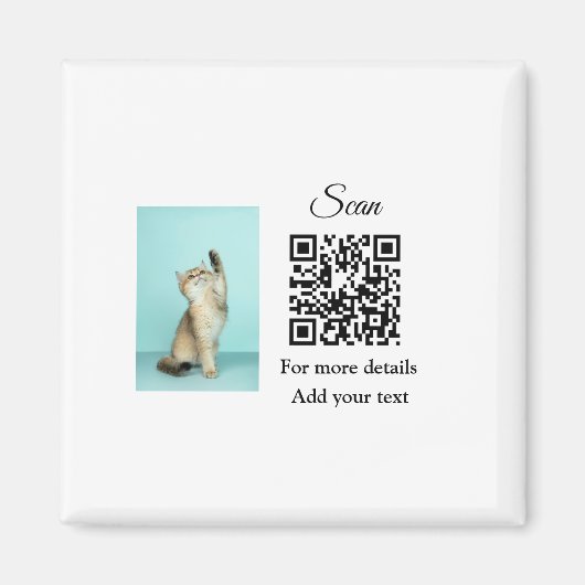 Enkel dier name details QR code add text foto Magneet (Voorkant)