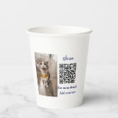 Enkel dier name details QR code add text foto Papieren Bekers (Achterkant)