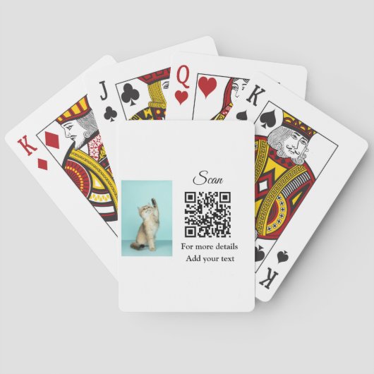 Enkel dier name details QR code add text foto Pokerkaarten (Achterkant)