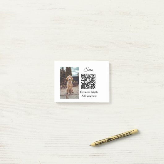 Enkel dier name details QR code add text foto Post-it® Notes (Op bureau)