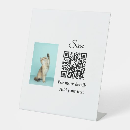 Enkel dier name details QR code add text foto Reclamebord Met Voetstuk (Voorkant)