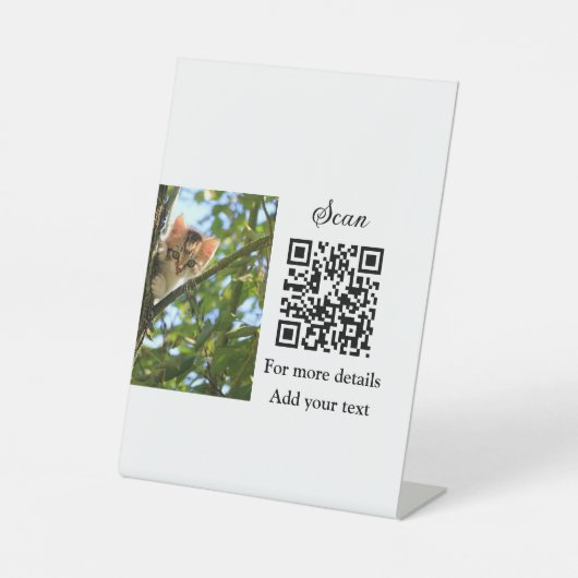 Enkel dier name details QR code add text foto Reclamebord Met Voetstuk (Voorkant)