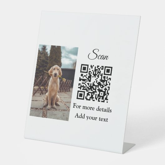 Enkel dier name details QR code add text foto Reclamebord Met Voetstuk (Voorkant)