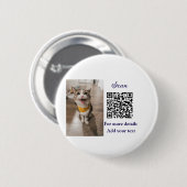 Enkel dier name details QR code add text foto Ronde Button 5,7 Cm (Voorkant /achterkant)