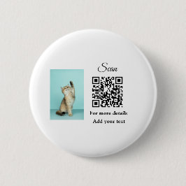Enkel dier name details QR code add text foto Ronde Button 5,7 Cm