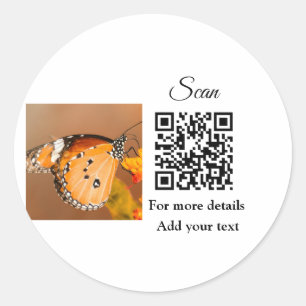 Enkel dier name details QR code add text foto Ronde Sticker