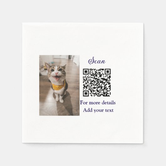 Enkel dier name details QR code add text foto Servet (Voorkant)
