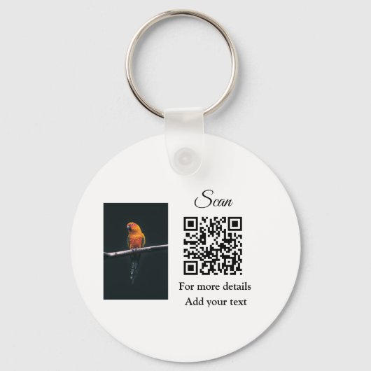 Enkel dier name details QR code add text foto Sleutelhanger (Voorkant)