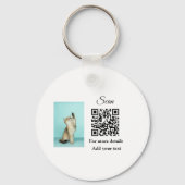 Enkel dier name details QR code add text foto Sleutelhanger (Voorkant)