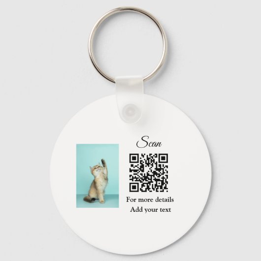 Enkel dier name details QR code add text foto Sleutelhanger (Voorkant)