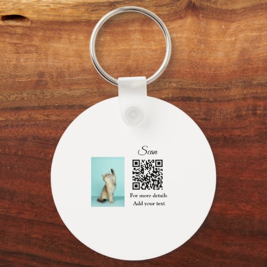 Enkel dier name details QR code add text foto Sleutelhanger (Achterkant)