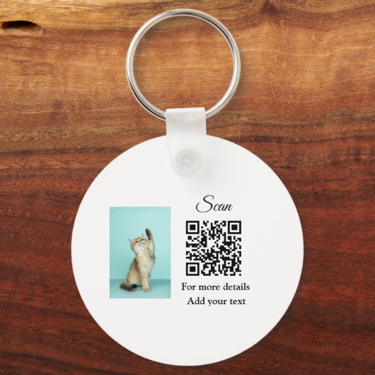 Enkel dier name details QR code add text foto Sleutelhanger (Voorkant)
