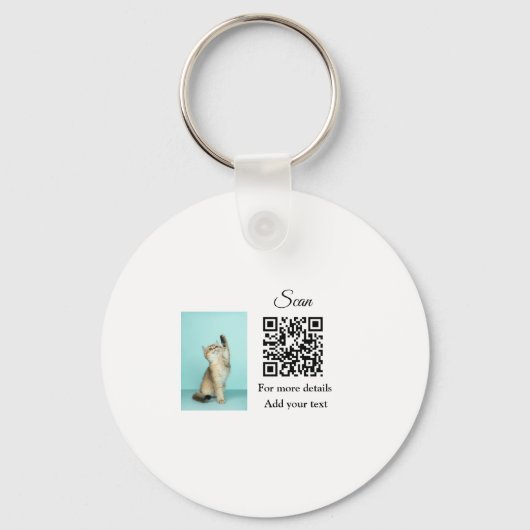 Enkel dier name details QR code add text foto Sleutelhanger (Achterkant)