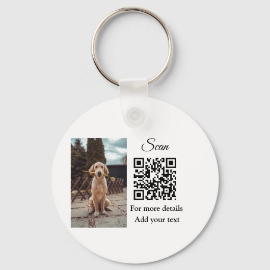 Enkel dier name details QR code add text foto Sleutelhanger (Voorkant)