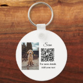 Enkel dier name details QR code add text foto Sleutelhanger (Voorkant)