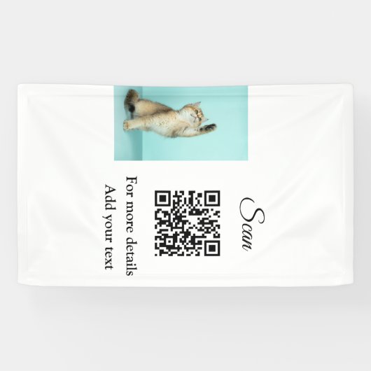 Enkel dier name details QR code add text foto Spandoek (Horizontaal)