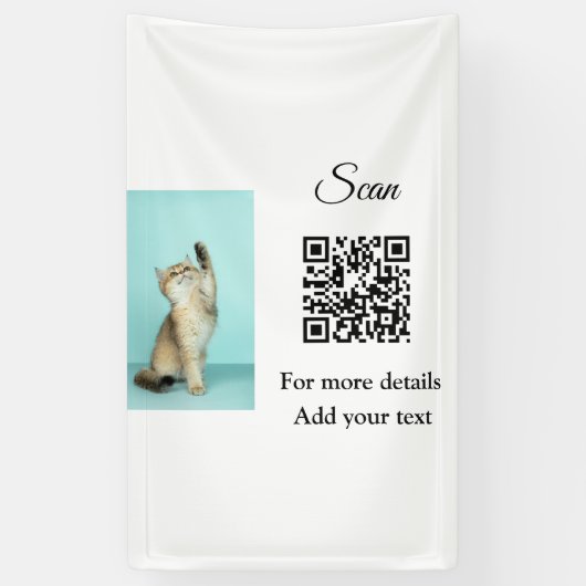 Enkel dier name details QR code add text foto Spandoek (Verticaal)
