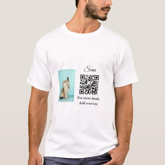 Enkel dier name details QR code add text foto T-shirt (Voorkant)