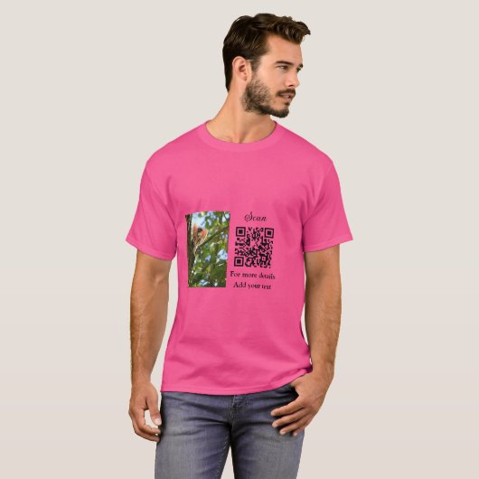 Enkel dier name details QR code add text foto T-shirt (Voorkant volledig)