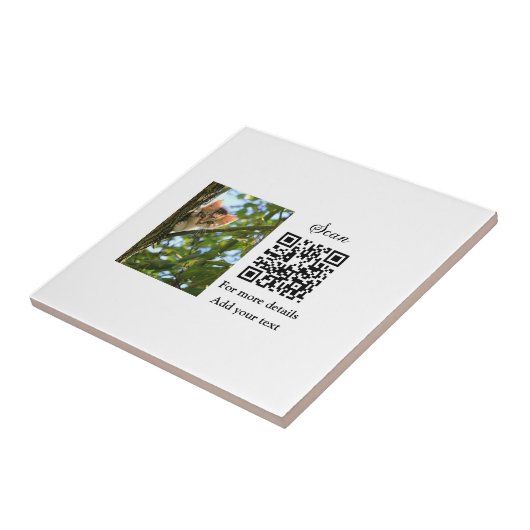 Enkel dier name details QR code add text foto Tegeltje (Zijkant)