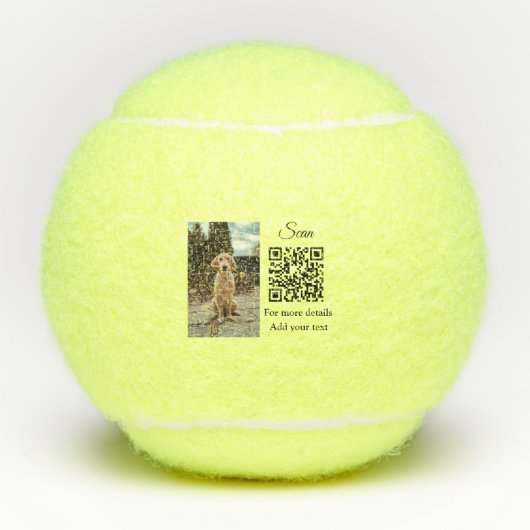 Enkel dier name details QR code add text foto Tennisballen (Voorkant)
