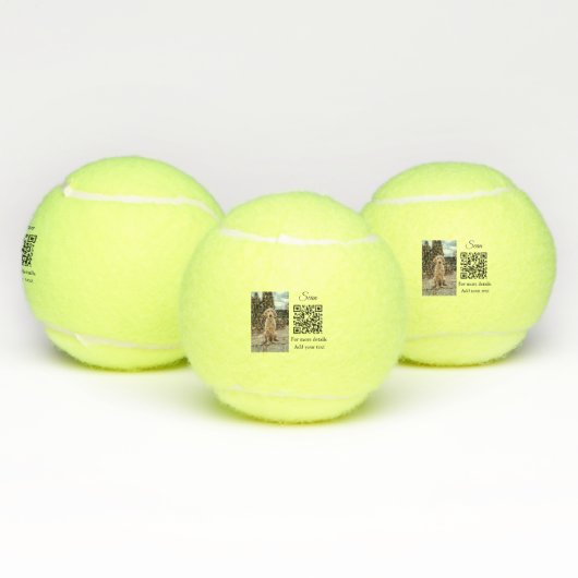 Enkel dier name details QR code add text foto Tennisballen (Multi)
