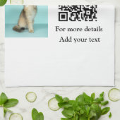 Enkel dier name details QR code add text foto Theedoek (Gevouwen)