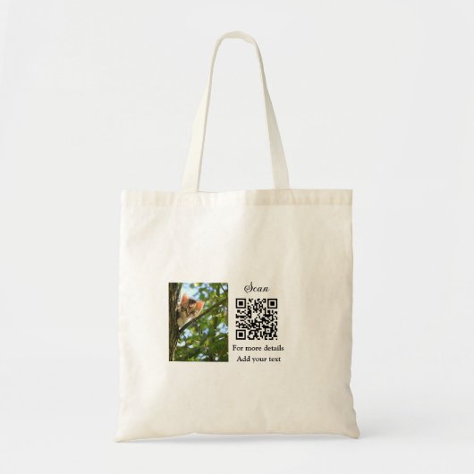Enkel dier name details QR code add text foto Tote Bag (Voorkant)