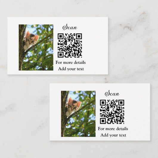 Enkel dier name details QR code add text foto Visitekaartje (Voorkant / Achterkant)
