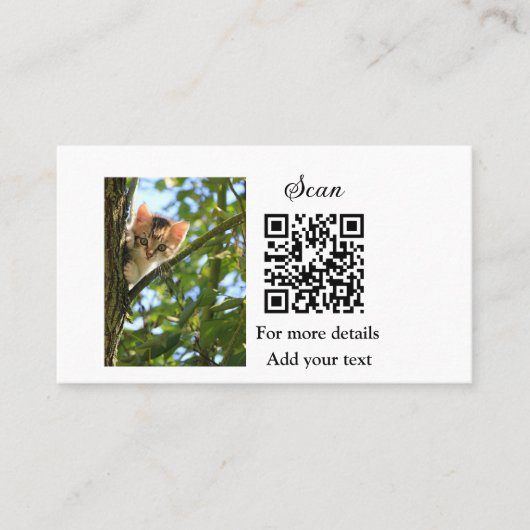 Enkel dier name details QR code add text foto Visitekaartje (Voorkant)