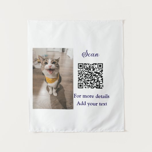 Enkel dier name details QR code add text foto Wandkleed (Voorkant)